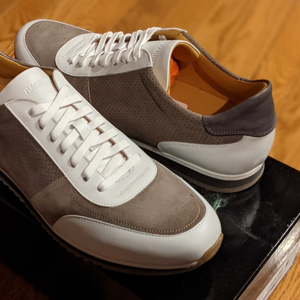 Magnanni "Tierra" Perforated Mixed Media Sneakers